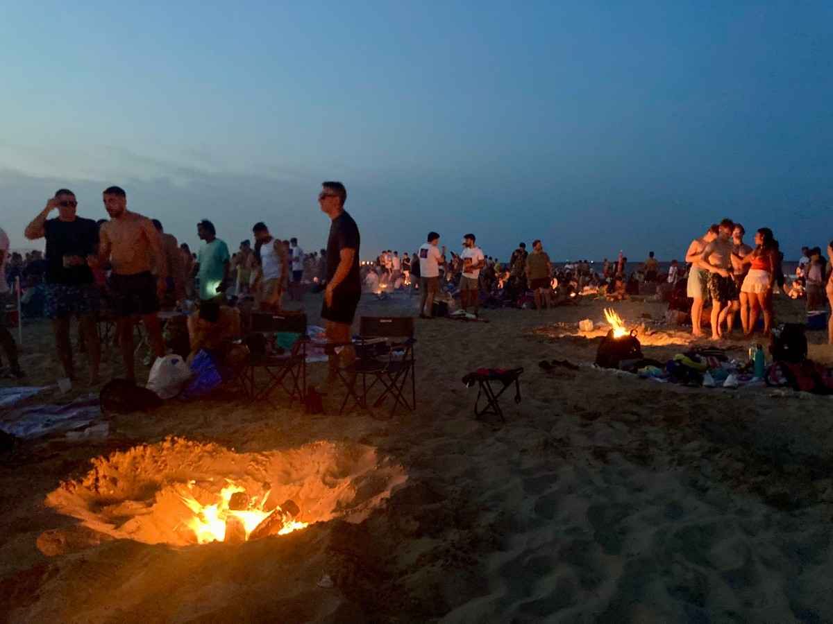 Bonfires at the beach in Valencia to celebrate San Juan summer solstice