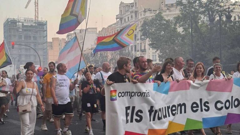 Participants in Valencia s Pride March, supporting the LGBTQ+ community