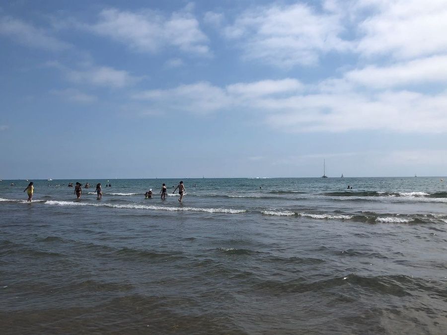 Swimmers in the sea off the coast of Valencia
