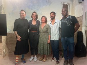 Atika Shubert and other guest on stage at All Over the Place show in Ruzafa Valencia