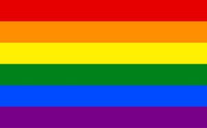 Rainbow Pride flag with six horizontal stripes