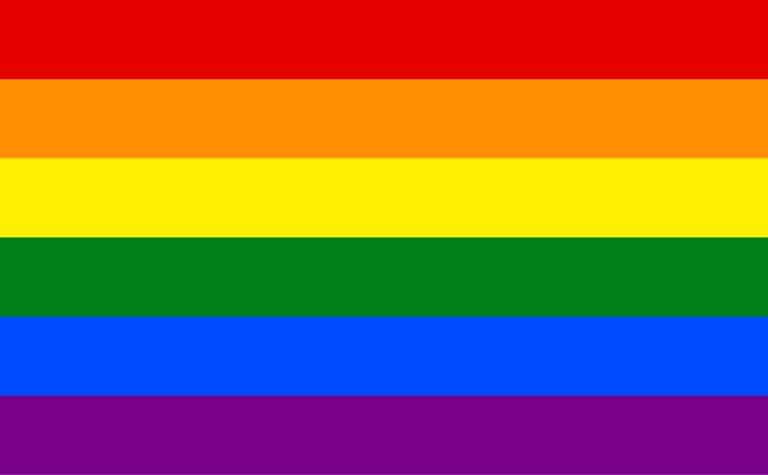Rainbow Pride flag with six horizontal stripes