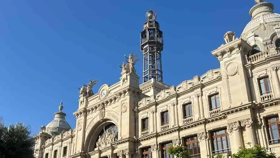 The facade of Valencia's historic Telegraph building, now the Post Office