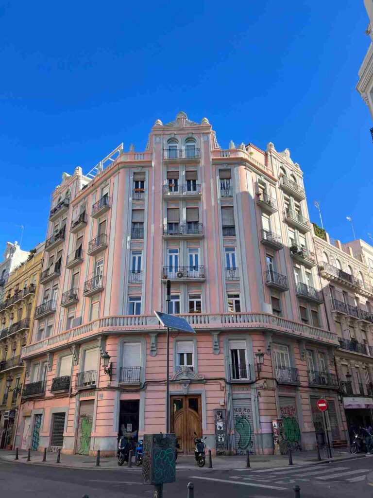 Balconies on a residential street in Ruzafa, Valencia